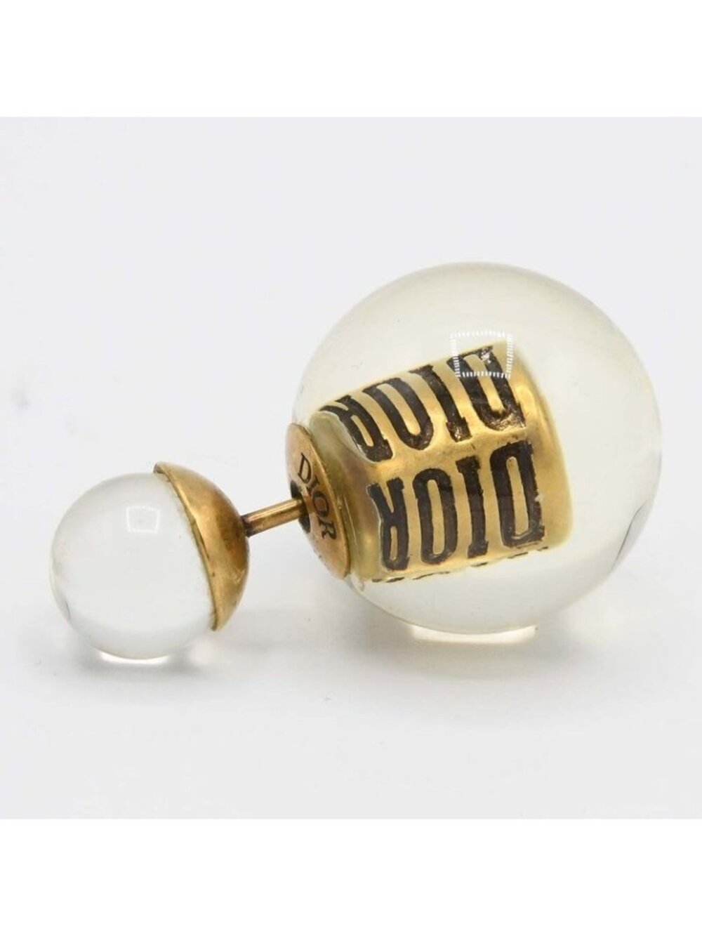 Christian Dior Clear Tribal Earrings With Gold Color Box M4420